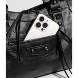 [Unisex] Stud Leather Cross Motor Bag