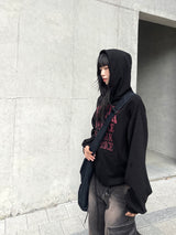 Crack Vintage Lettering Hooded Zip-Up