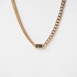 Jolee Stitching Chain Black Zircon Necklace