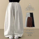 Wenli front, side pin tuck training string wide pants