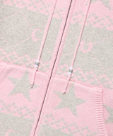 NORDIC KNIT ZIP UP HOODIE PINK(CV2FFUK680A)