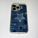 フェイドデニムスターダストスマホケース ブルーインディゴ (SV_MagSafeGlass)