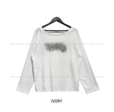バタフルプリントオフショルダー長袖Tシャツ