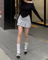 プリーツコットンミニスカート