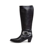 Western buckles long boots