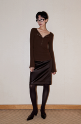 Button Bell Line Knit_Brown