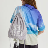 Logo applique ribbon string bag