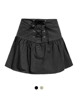 Eyelet Flare Mini Skirt