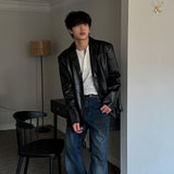 Cecle Leather Pintuck Jacket
