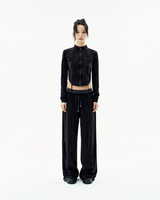 Double-Waisted Jersey Pants / Black