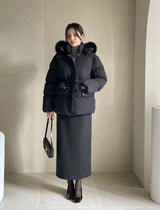 Cerny String Fur Hooded Short Padded Jumper