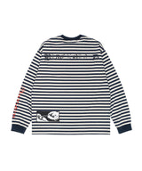 BBD Anxiety マルチパッチストライプ長袖Tシャツ (ネイビー&サンド)