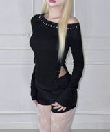 Stud Shirring Off Top (3colors)