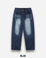 Curved brush denim pants