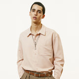 2way open collar drapery shirt pastel pink