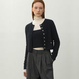 (CD-2173)ESSENTIAL CASHMERE CROP CARDIGAN