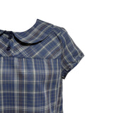 (3color) Classic Frill Check Short Sleeve Blouse