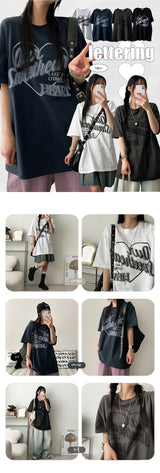 アワーハートレタリングオーバーサイズショートスリーブTシャツ