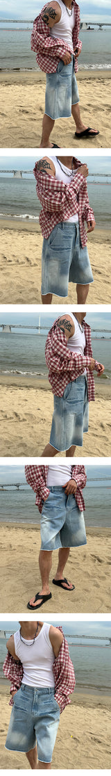 [S/S] Domingo washing bermuda denim pants