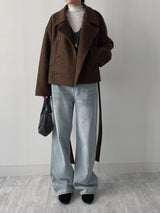 [wool70%] バーネットウールベルテッドショートコート