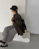 Button shirred back ribbon wrinkle sailor cap