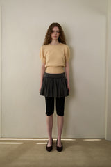 Slim button half knit_butter