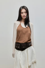 Unbalanced Lace Midi Skirt_Ivory
