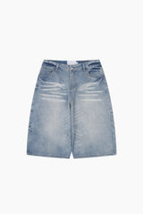 Mer Washed Denim Bermuda Pants