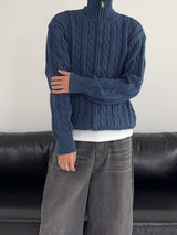 [MADE] Two-Way Wool Cable Knit Zip-Up (7C)
