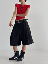 Pleddy Bermuda Tuck Half Slacks (3color)