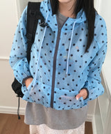 Danbury See-through Dot Hooded Loose Fit Jumper Summer Outerwear 3 Colors