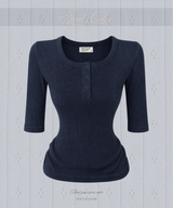 [MADE] Cotton Eyelet Button Top - 3/4 (6color)