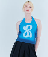 Halter printing top_ocean blue