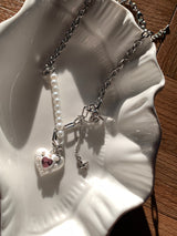 snow heart necklace | 하얀 눈 하트 목걸이
