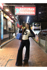 ネイビーコットンルーズワイドパンツ