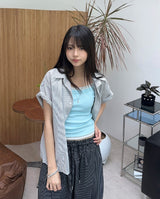 テイストライプクロップシャツ