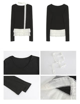 レースフリルスカーフ長袖Tシャツ
