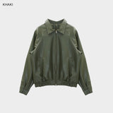 Raglan 2way zip-up leather Jacket