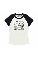 パステルドッグスケッチラグランTシャツ - ウィメンズ
