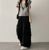 Send-banding two-pocket cargo wide pants