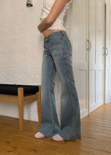 PINK STITCH LOW BOOTS CUT DENIM