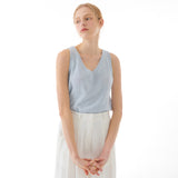 LINEN V-NECK SLEEVELESS KNIT SKY BLUE