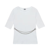 [ULKIN] ダブルチェーンタイトTシャツ_ホワイト