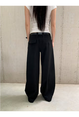 black wide casual straight pants