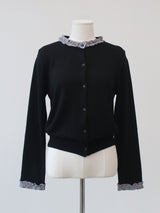check frill cardigan 
