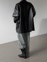 メットボタンクラックレザージャケット