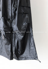 leather cargo string jogger wide pants