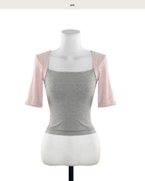 [ PINK & GRAY ] デュオパレットボレロトップ