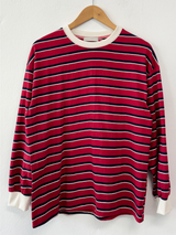 STRIPE OVER BOXY BOYFRIEND ロングスリーブTシャツ ❤💚🩵🧸4COLOR