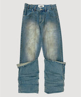 OVERLAP TUCK DENIM PANTS